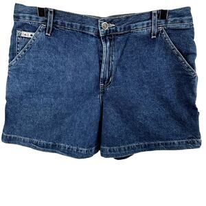 Vintage L.E.I Carpenter Jean Shorts 90s Rigid Denim 5" High Waist Medium Wash 34